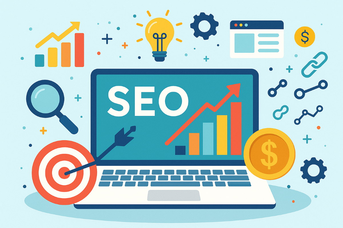 SEO yatırımının web sitelerinin büyümesindeki önemini anlatan illüstrasyon