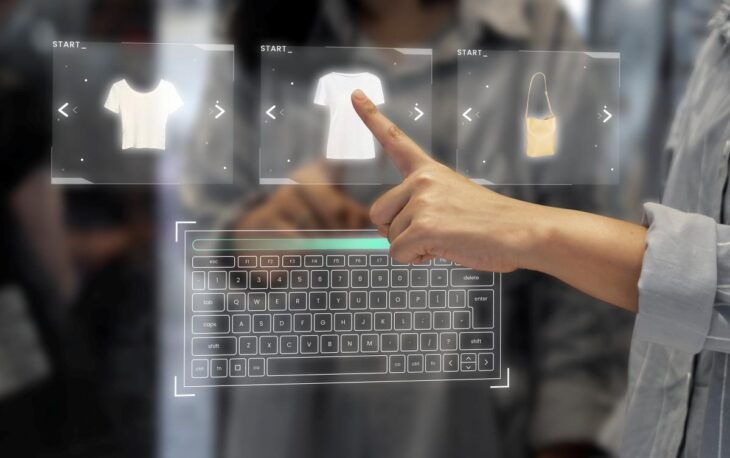 WordPress ve Shopify platformlarını karşılaştıran dijital illüstrasyon, e-ticaret için en iyi seçim.