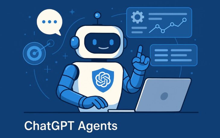 SEO içerik otomasyonu ve ChatGPT Agents teknolojisini anlatan bir yapay zeka görseli