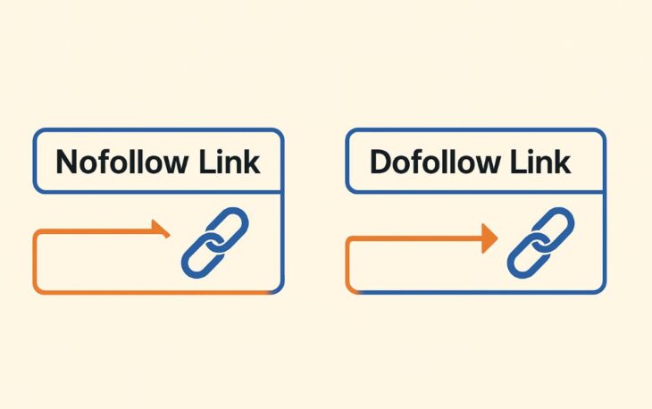 Dofollow ve nofollow linklerin SEO’ya katkısını gösteren infografik.