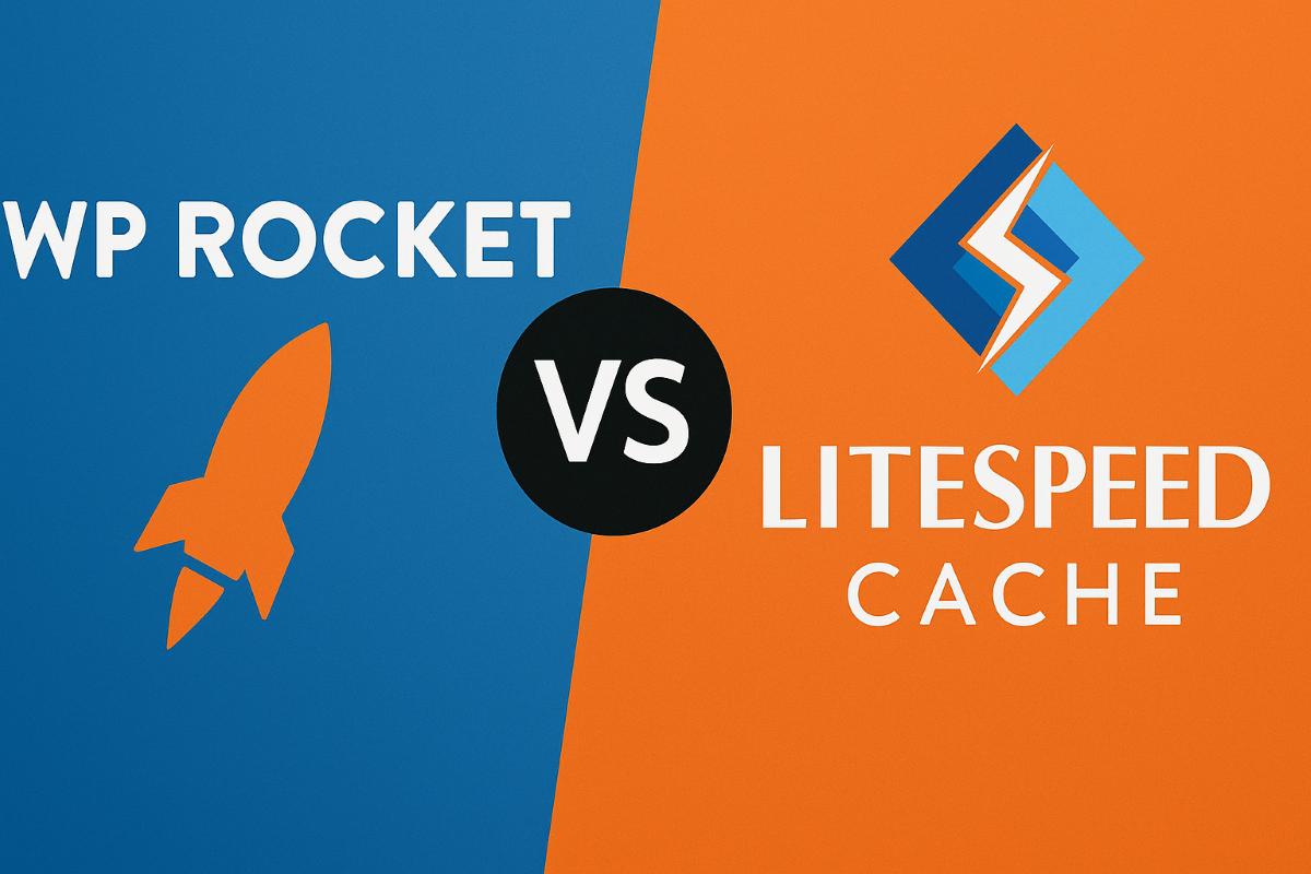 WP Rocket ve LiteSpeed Cache karşılaştırmasını gösteren WordPress hız testi grafiği