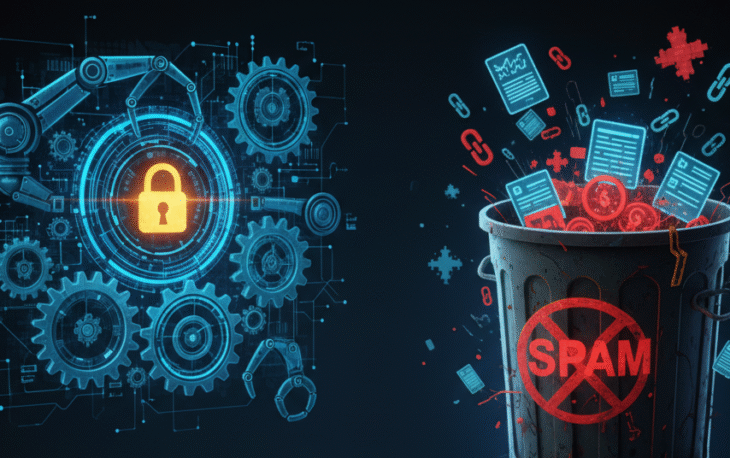 Google algoritma güncellemesini temsil eden dişli çarklar ve robot görselleri